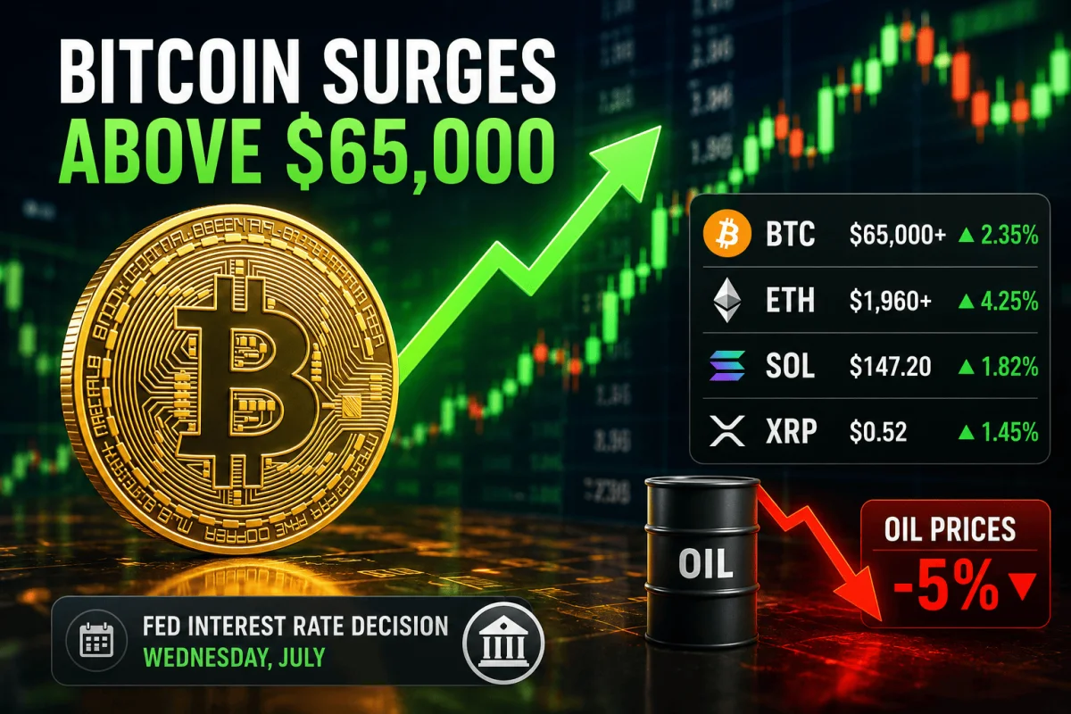 Bitcoin Price Rises Above $65,000 as Market Focus Shifts to Fed Decision